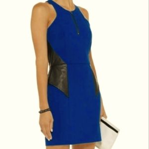 Mason - Blue and Black Lambskin Dress by Michelle Mason-  Peplum Dress Size 0